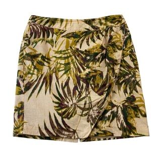 MARIO Serrani mini skirt 100% cotton tropical safari pattern size 14 lightweight